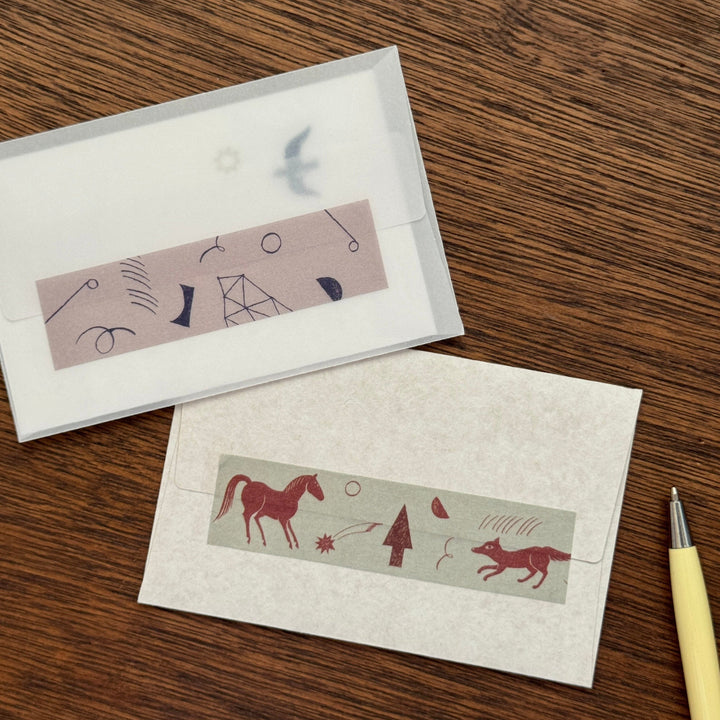 nishi shuku x mizushima / Washi Tape -During the night Gathering Brick red MT-YR-T-R