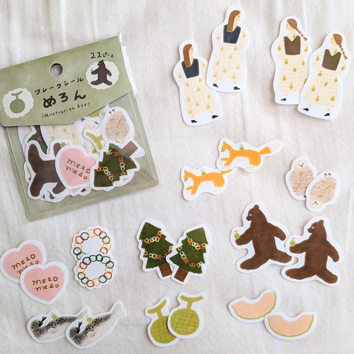 Necktie x Tegamisha / Flake Stickers -Melon