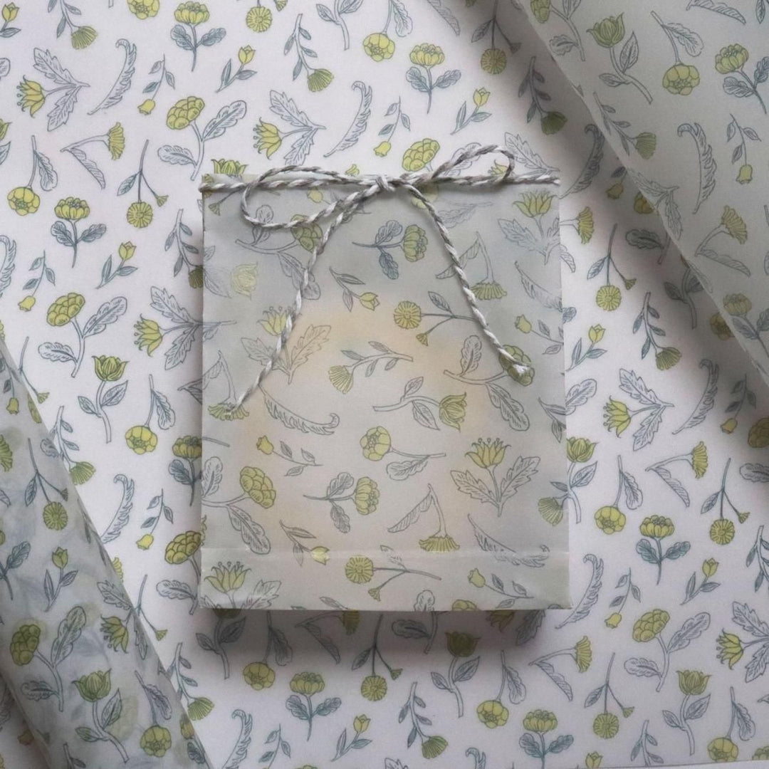 REGARO PAPIRO / Wrapping Paper(Tracing paper ) -Mini Yellow Flower /4 sheets