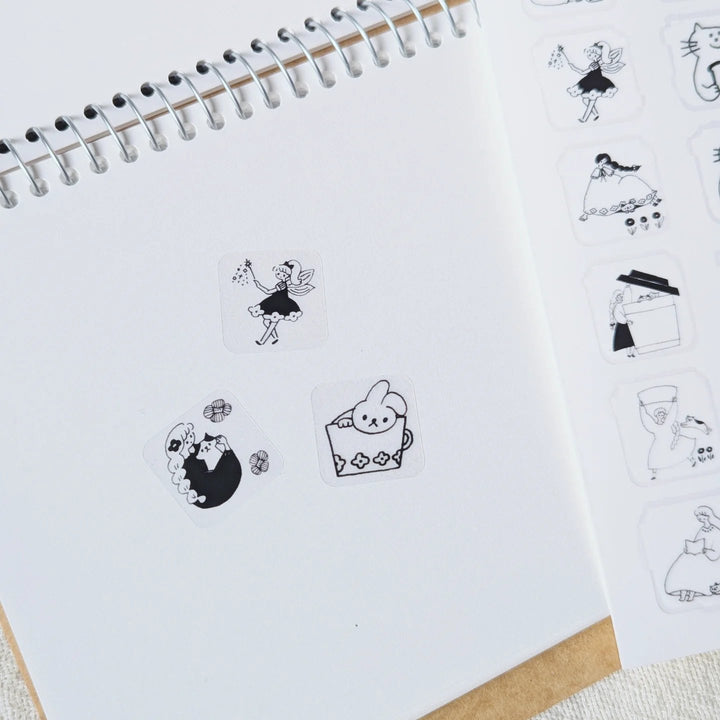 Cotori Cotori / Translucent monochrome square sticker