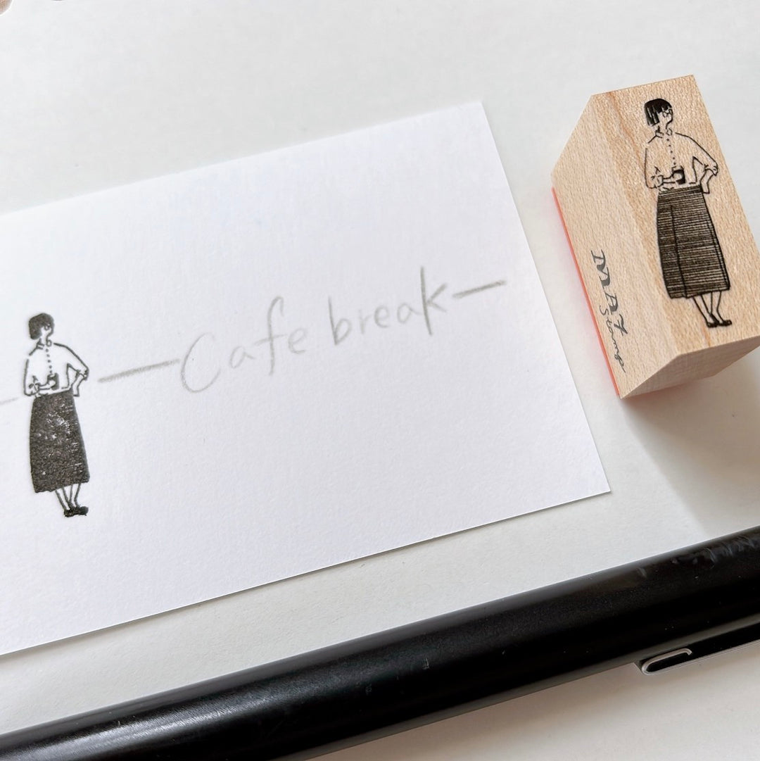 MA7stamp / Rubber Stamp -Fumiko taking a coffee break