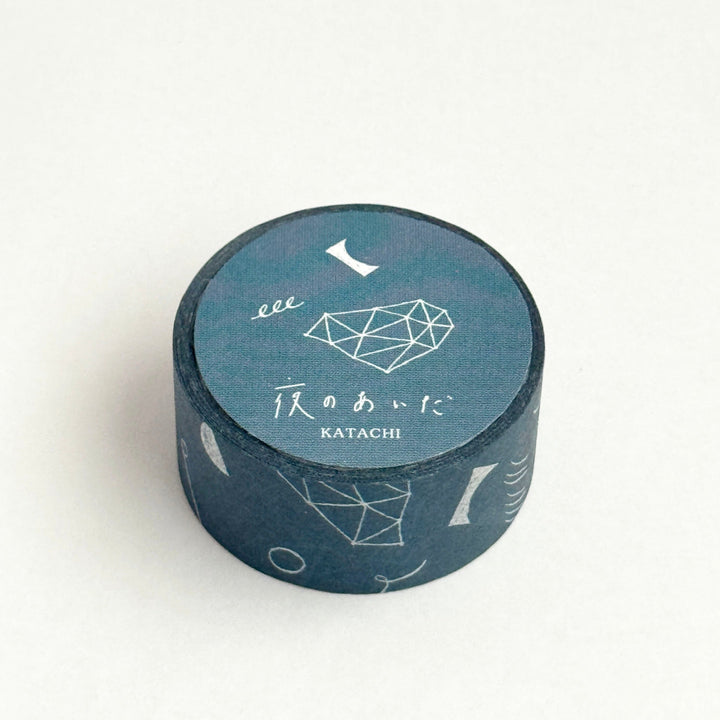 西淑×水縞 マスキングテープ 夜のあいだ かたち ブルー /MT-YR-K-BL