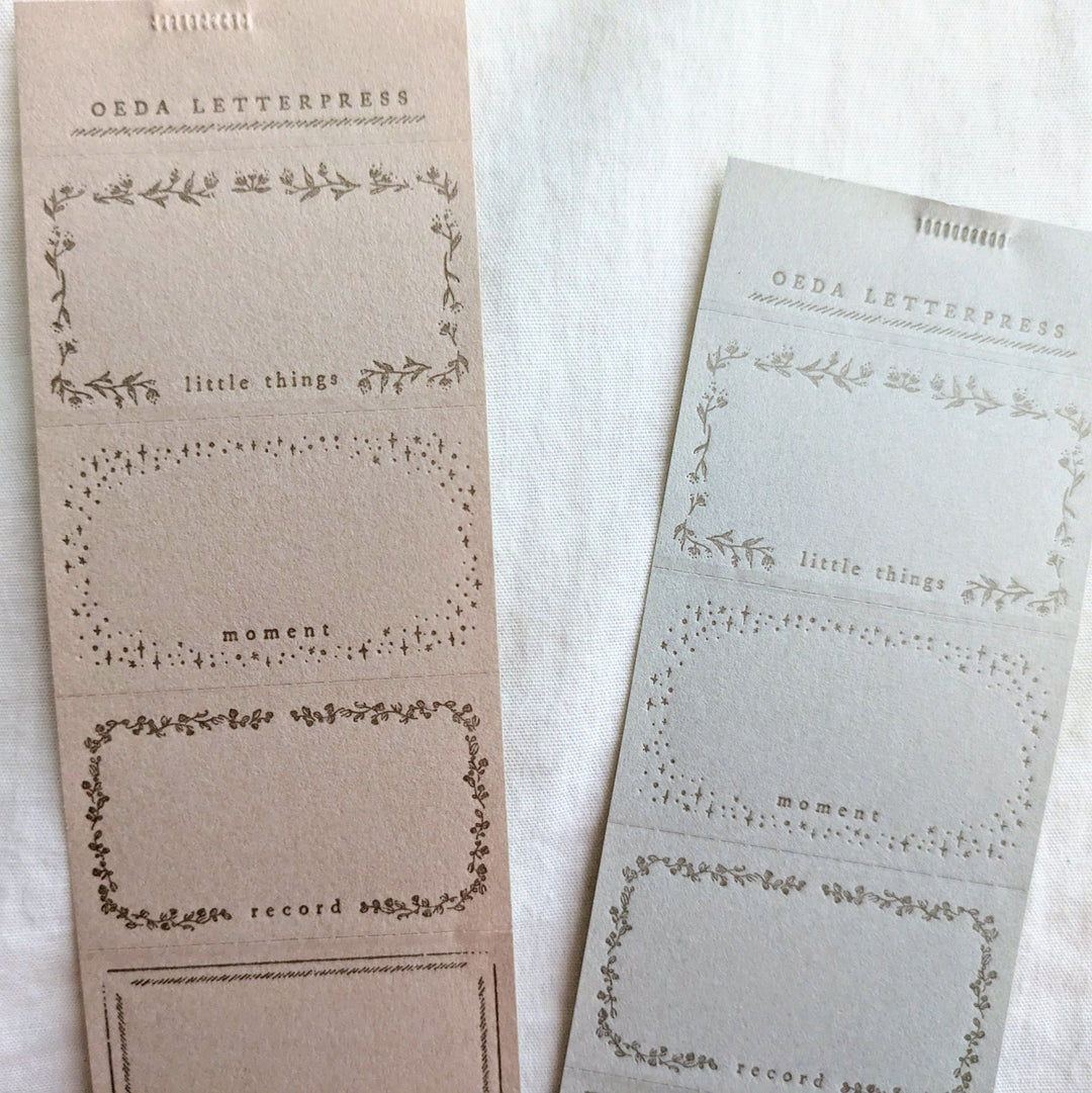 OEDA LETTERPRESS / 5word label book gray&beige paper