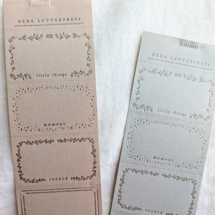 OEDA LETTERPRESS / 5word label book gray&beige paper
