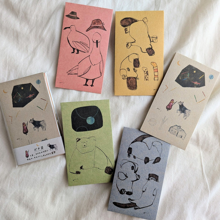 Jun Sasaki / Mini Envelope (PochiBukuro) Space, Fennec, Bear, Ghost & Cat, Sloth