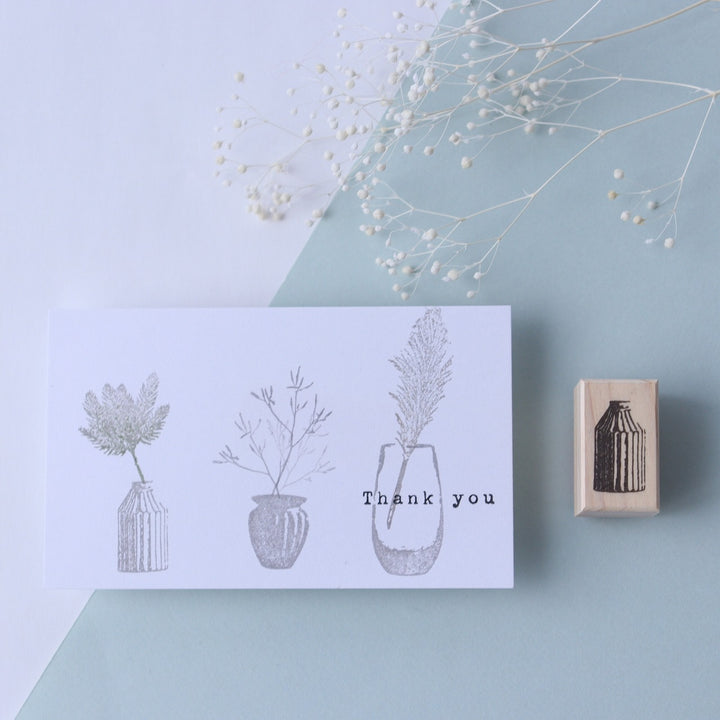 always smiles... / Rubber Stamp -striped vase