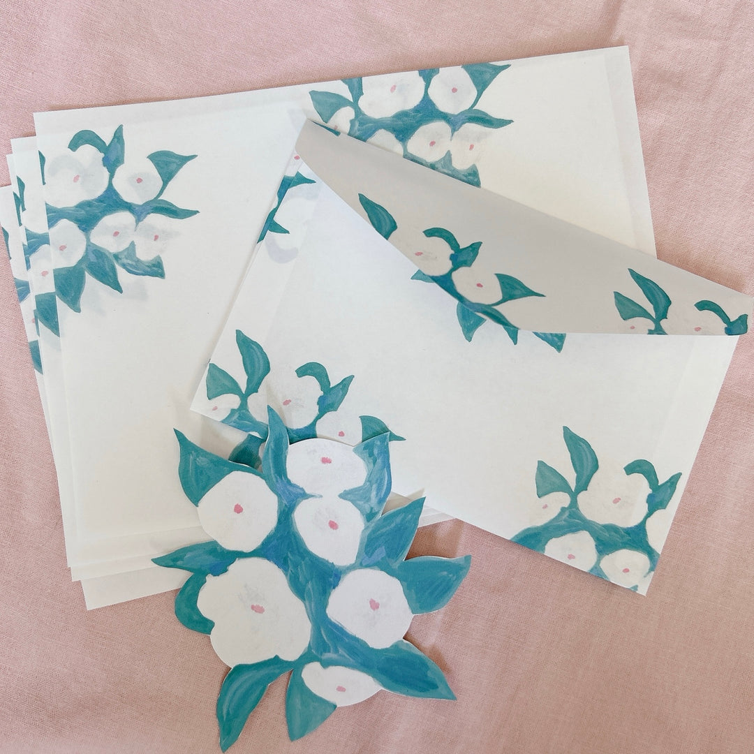 Kisetsu no Tegamiya / Letter Writing Set -White Flowers
