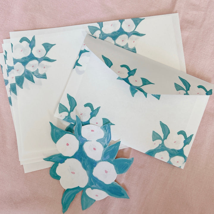 Kisetsu no Tegamiya / Letter Writing Set -White Flowers