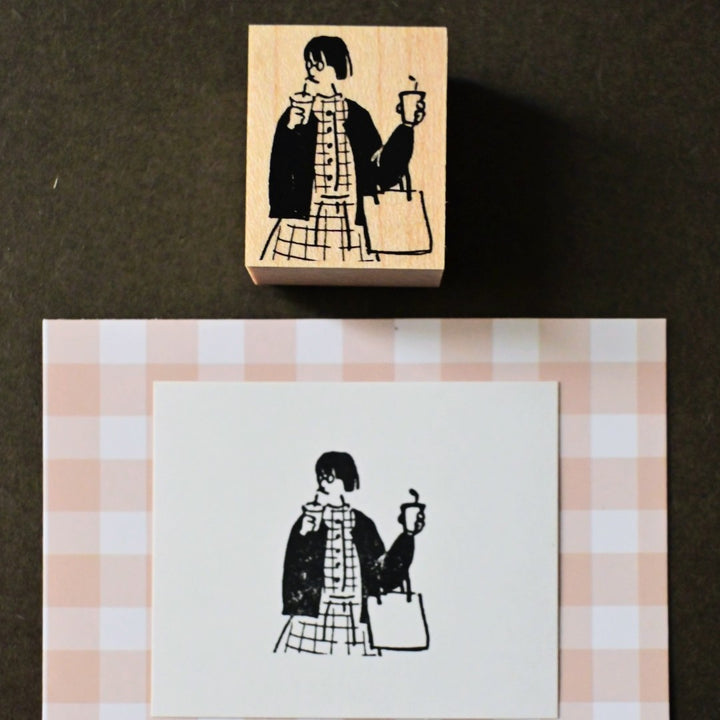 MA7stamp / Rubber Stamp -Fumiko getting takeout