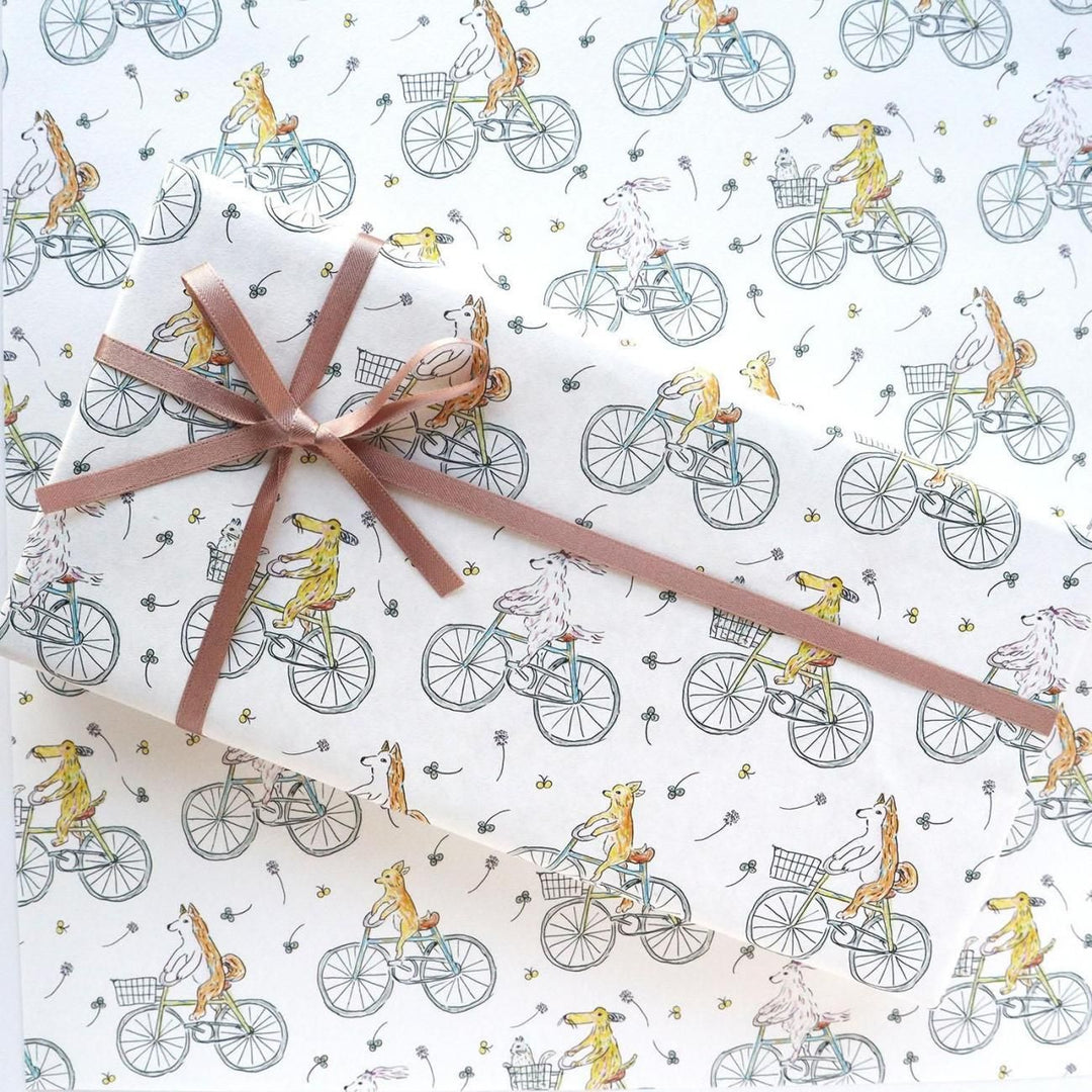 REGARO PAPIRO / Wrapping Paper -Cycling Dog /5 sheets