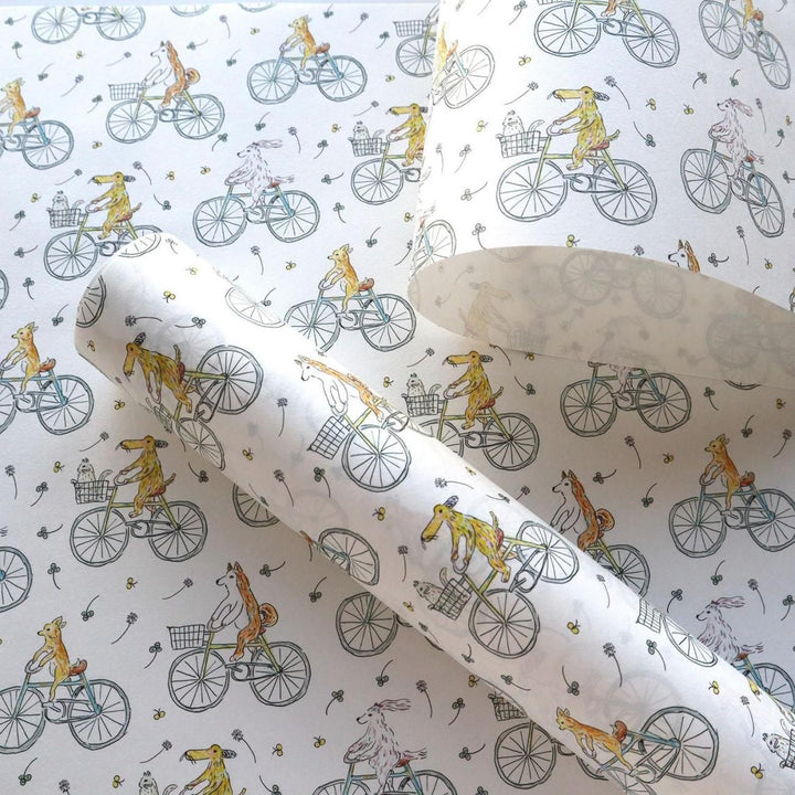 REGARO PAPIRO / Wrapping Paper -Cycling Dog /5 sheets