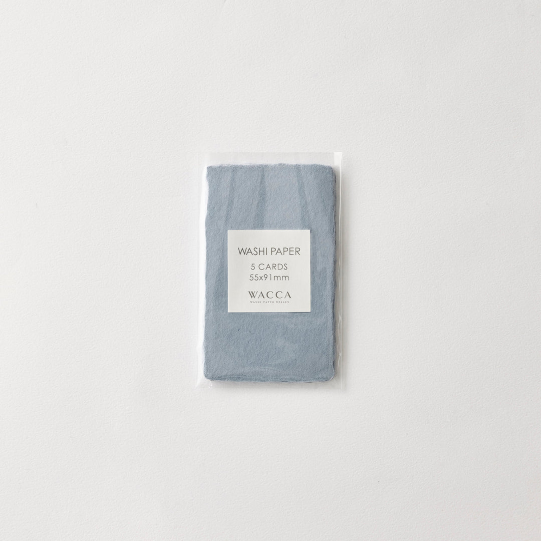 WACCA Handmade deckle edged washi paper card /BLUE BU38