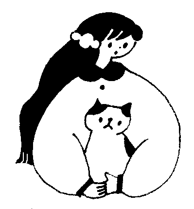 Cotori Cotori / Rubber stamp -Girl holding a cat