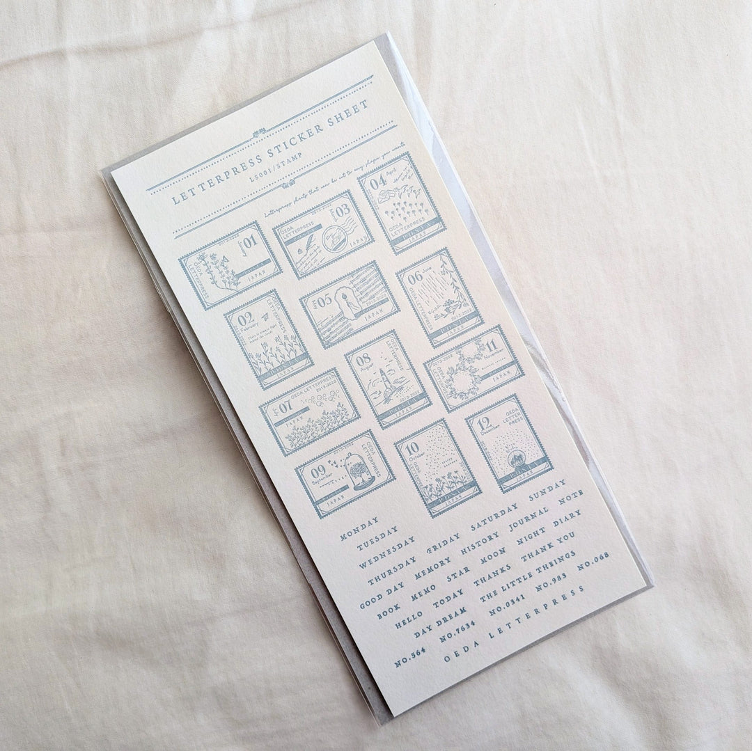 OEDA LETTERPRESS / Limited Color LETTERPRESS sticker sheet [STAMP/Ash blue]