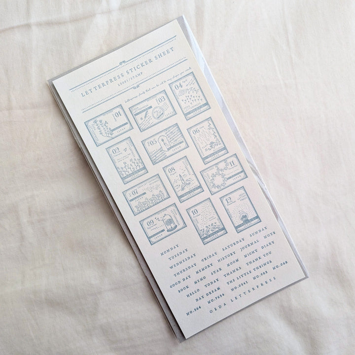 OEDA LETTERPRESS / Limited Color LETTERPRESS sticker sheet [STAMP/Ash blue]
