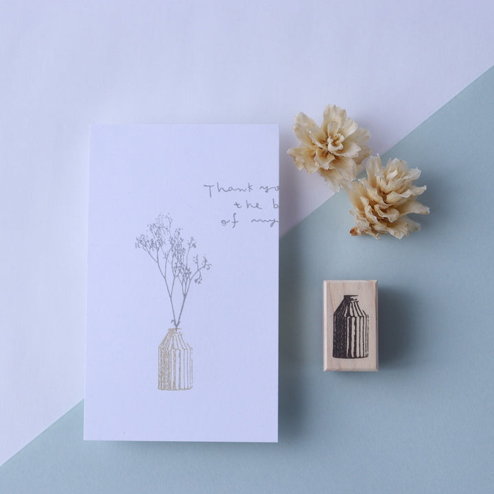 always smiles... / Rubber Stamp -striped vase