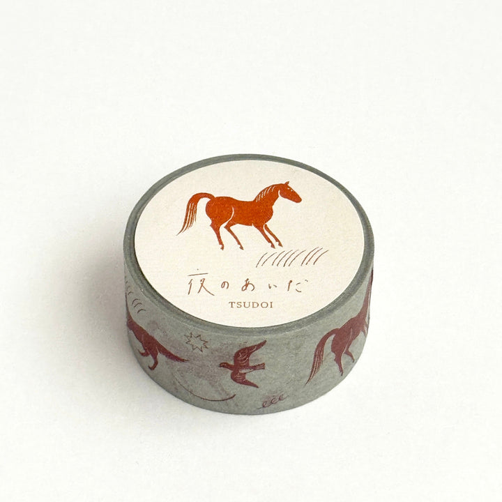 nishi shuku x mizushima / Washi Tape -During the night Gathering Brick red MT-YR-T-R