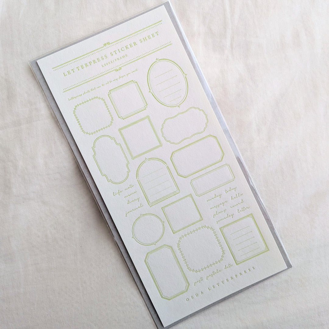 OEDA LETTERPRESS / Limited color LETTERPRESS sticker sheet [FRAME / Light green]