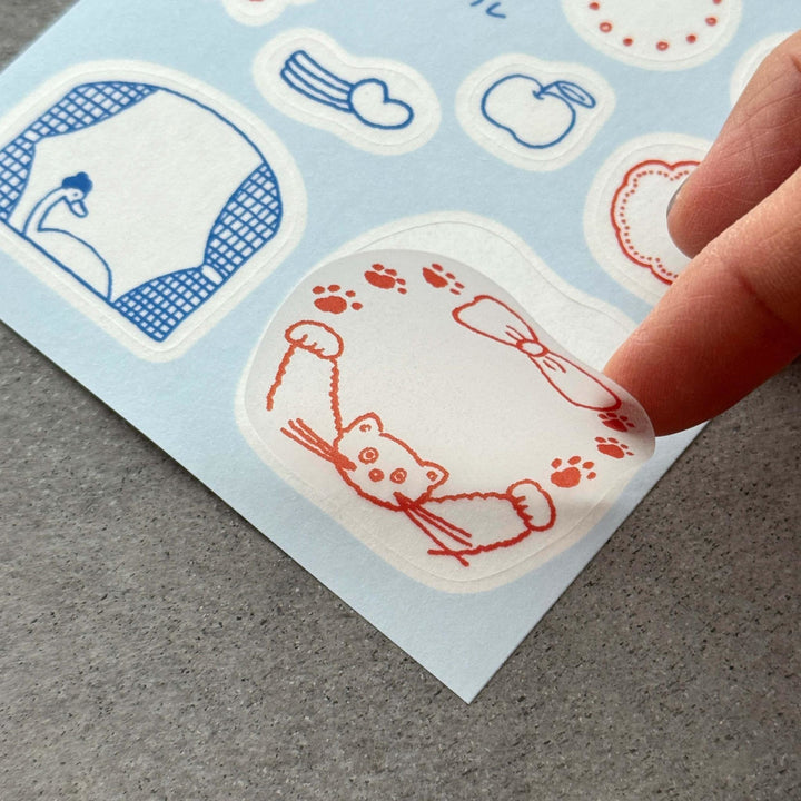 Tobimatsu Shoichiro x Mizushima / Tracing paper sticker -Frame Animals