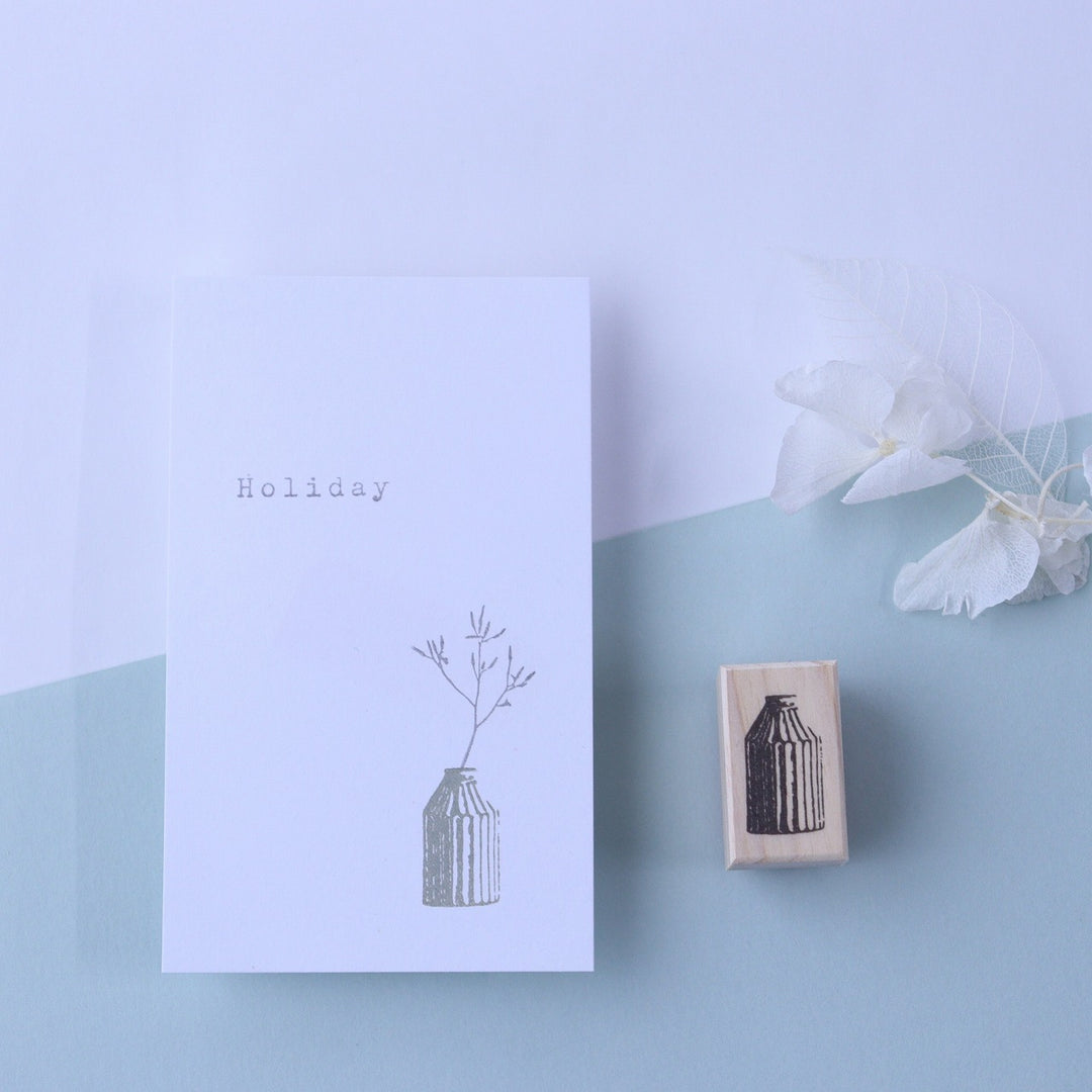 always smiles... / Rubber Stamp -striped vase
