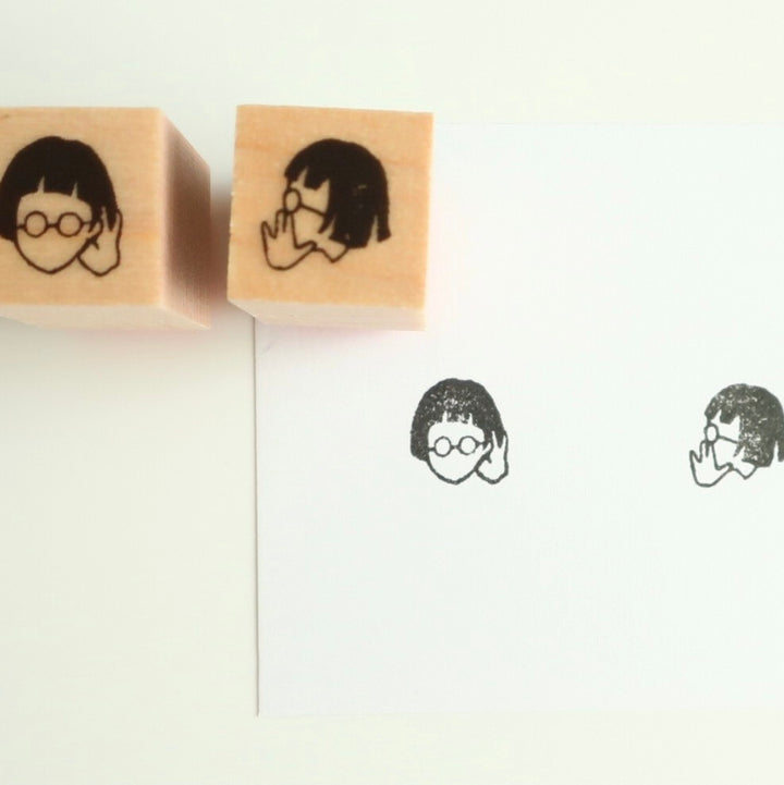 MA7stamp / Rubber Stamp -Fumiko Whispering & Listening In (2 rubber stamps set)