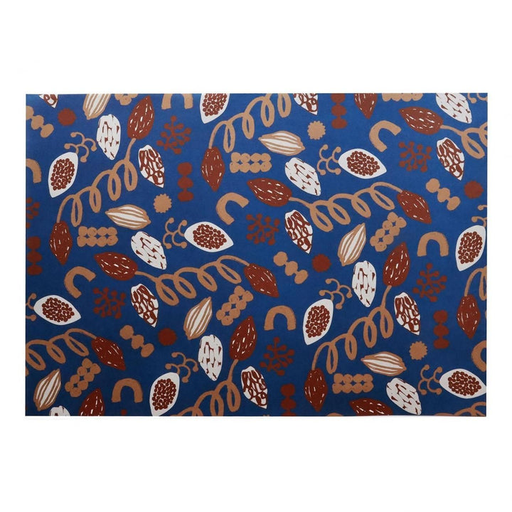 REGARO PAPIRO / Wrapping Paper -Cacao Pattern - Blue /5 sheets