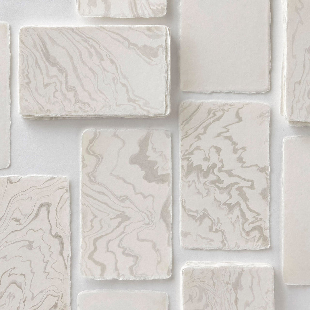 WACCA Handmade deckle edged washi paper card /Paper Marbling BU33