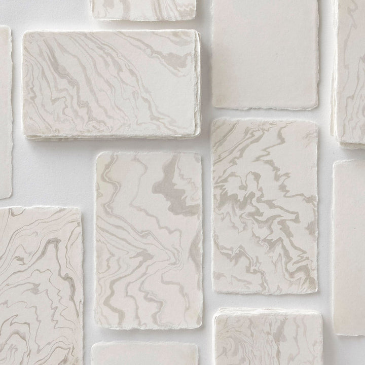 WACCA Handmade deckle edged washi paper card /Paper Marbling BU33