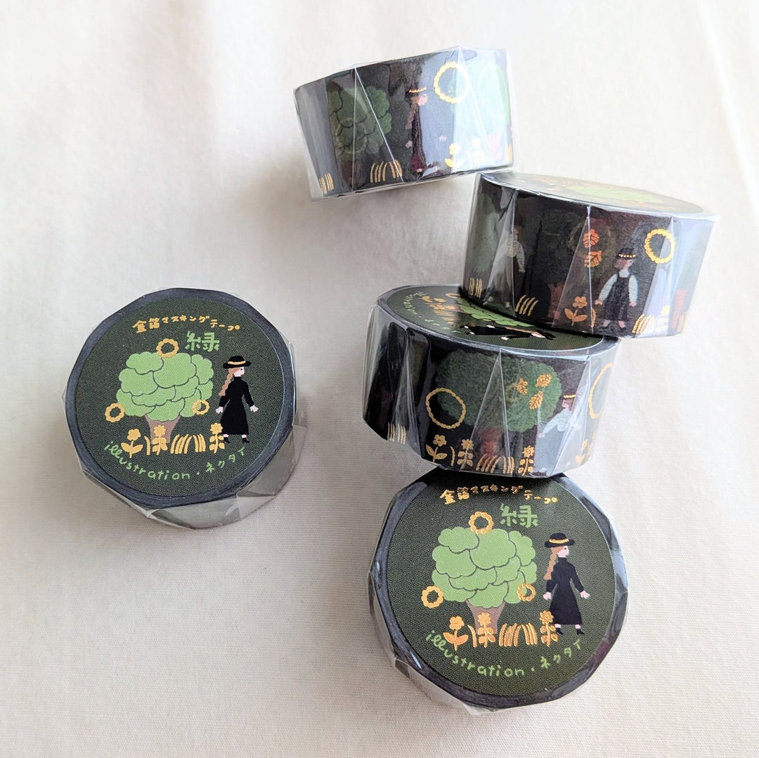 Necktie x cozyca products / Gold Foil Washi Tape -Green
