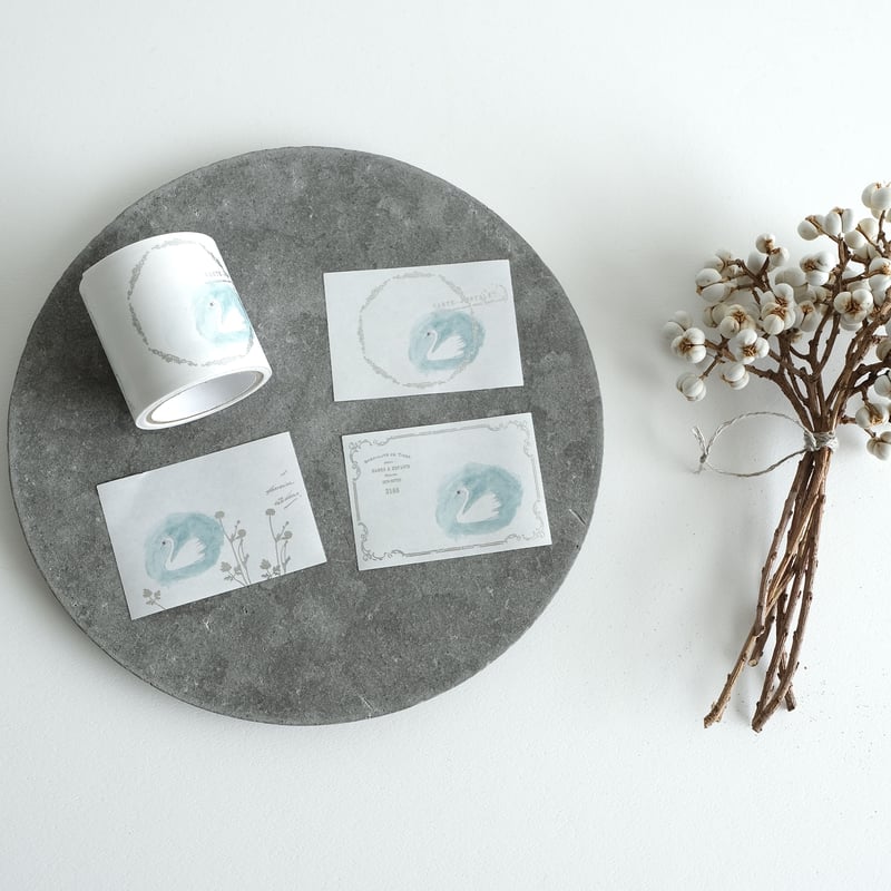 Yohaku / Foil-stamped Rolled Sticky Note -Swan RH-001