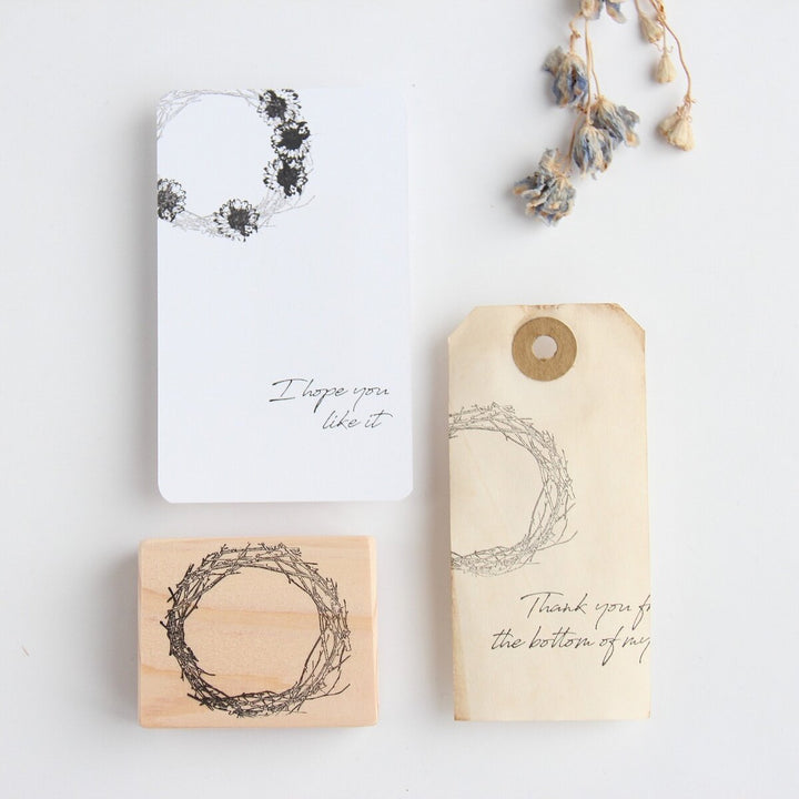 always smile... / Rubber stamp -Tree branch wreath