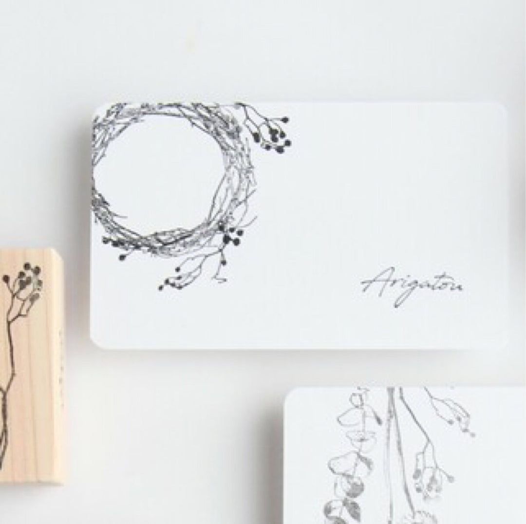 always smile... / Rubber stamp -Tree branch wreath