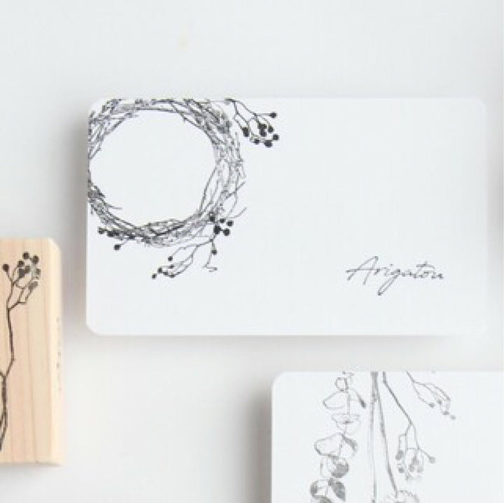 always smile... / Rubber stamp -Tree branch wreath