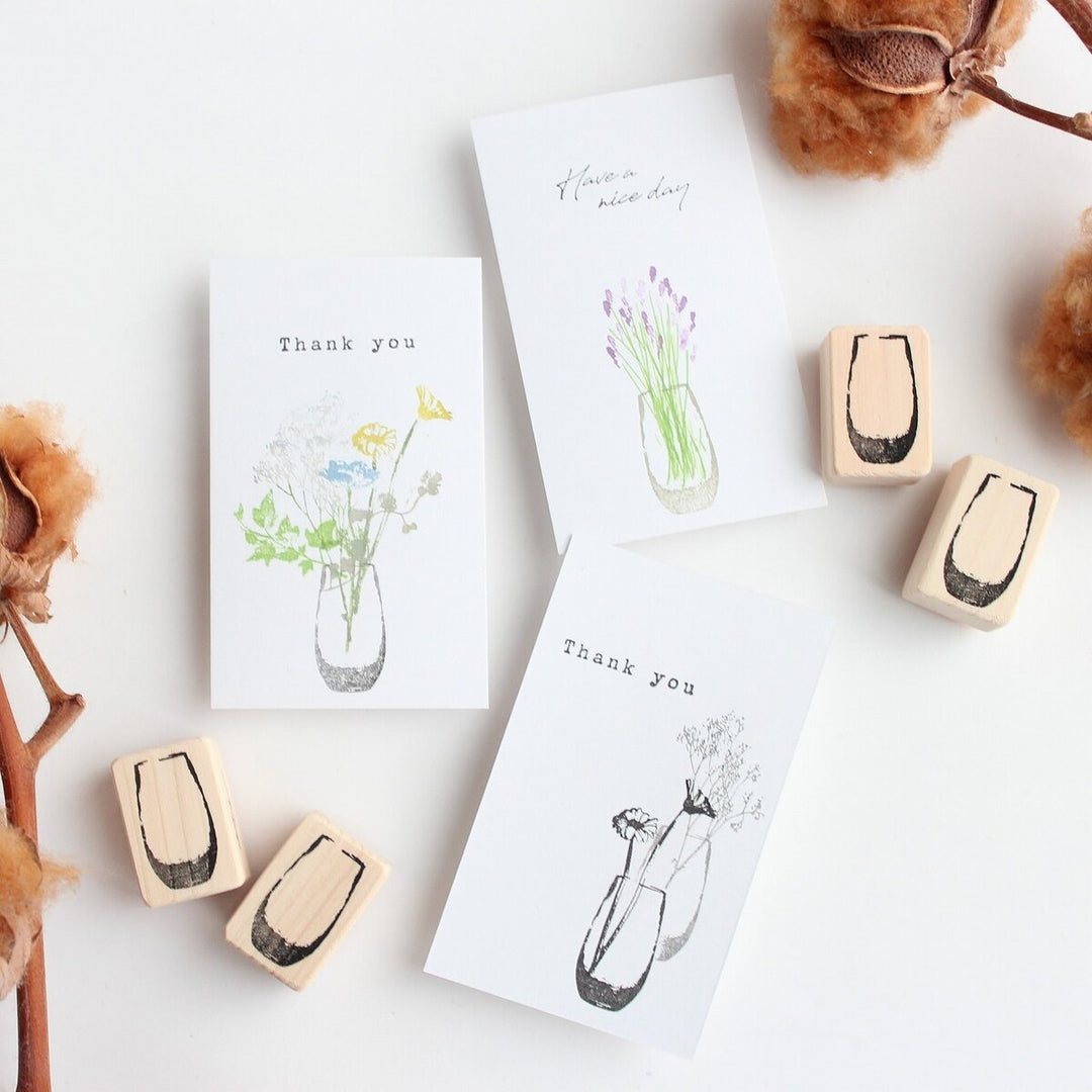 always smile... / Rubber Stamp -Big vase