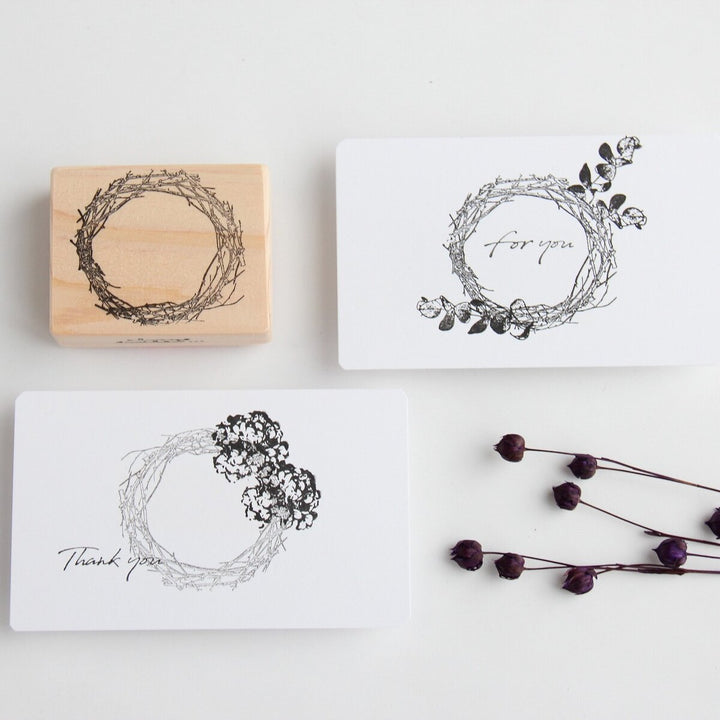 always smile... / Rubber stamp -Tree branch wreath