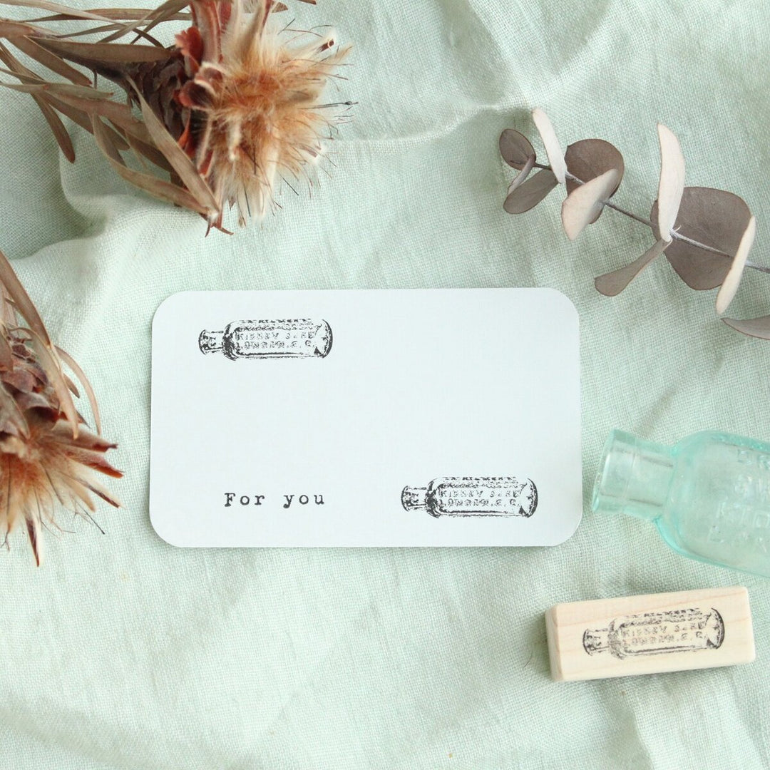 always smile... / Rubber Stamp -Small antique bottle