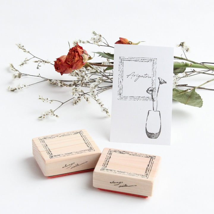 always smile... / Rubber stamp -Antique frame