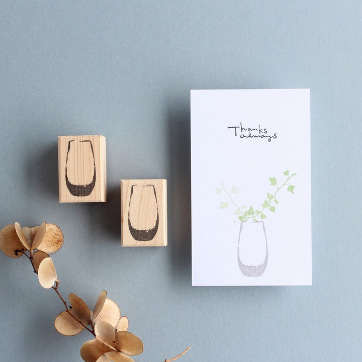 always smile... / Rubber Stamp -Big vase
