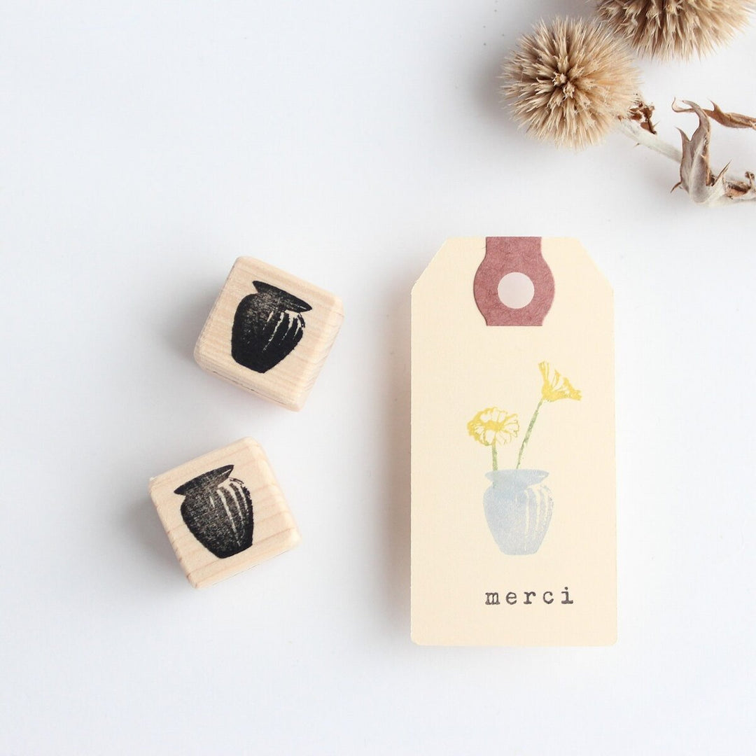 always smile... / Rubber Stamp -Small vase