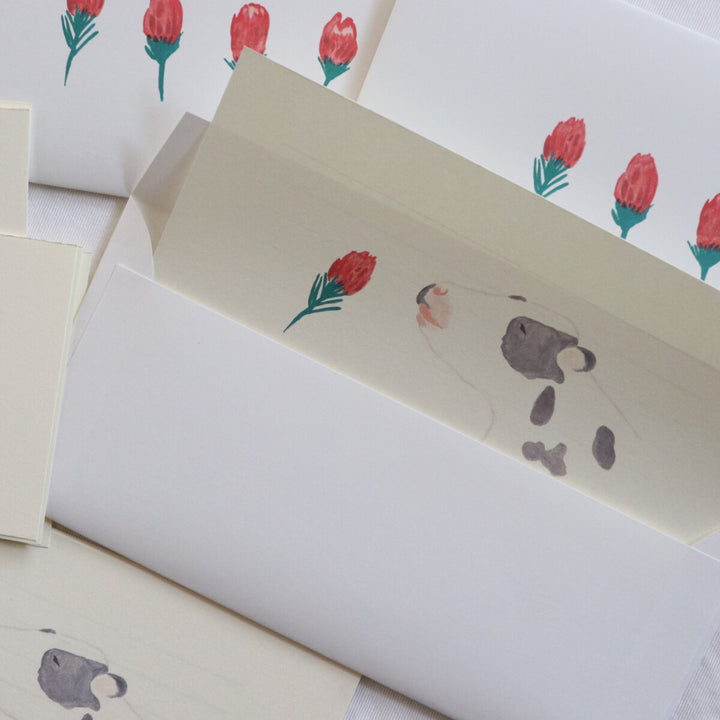 Kisetsu no Tegamiya / Letter Set -Cow and red flower