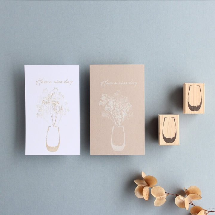 always smile... / Rubber Stamp -Big vase