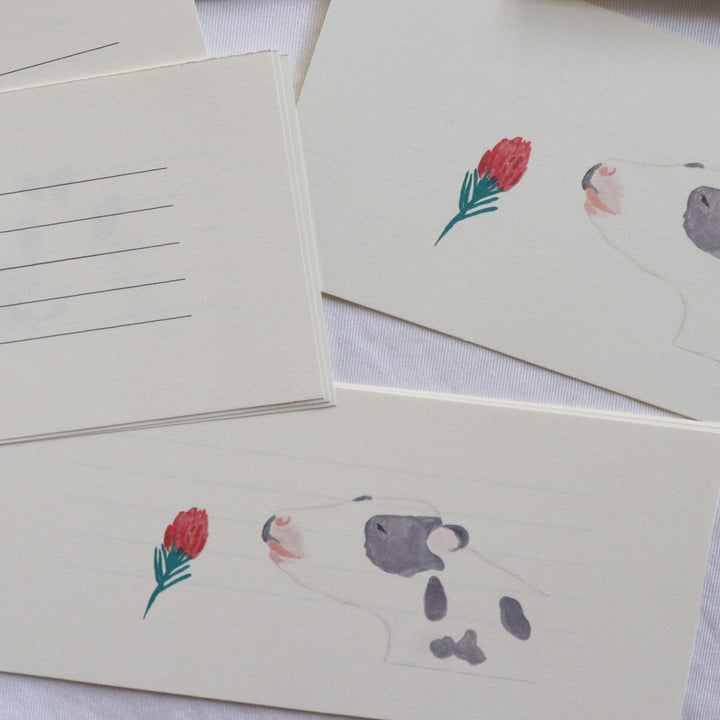 Kisetsu no Tegamiya / Letter Set -Cow and red flower
