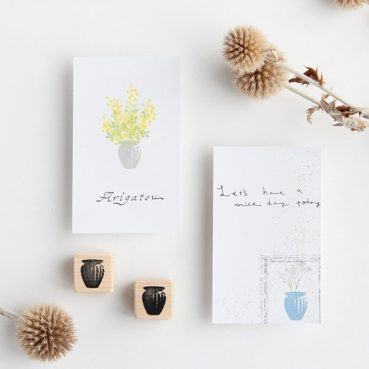 always smile... / Rubber Stamp -Small vase