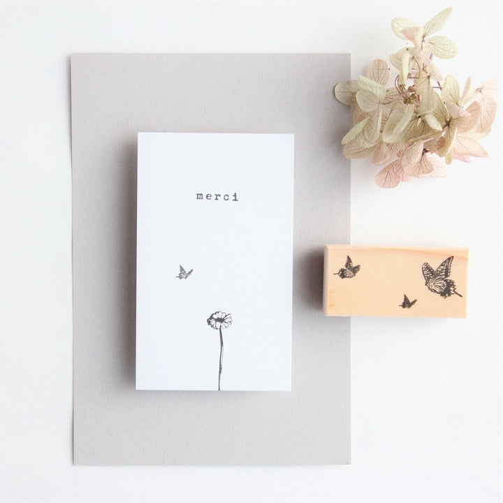 always smile... / Rubber Stamp -Butterfly