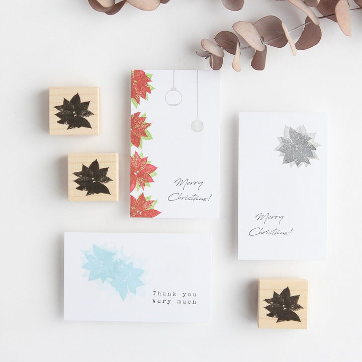 always smile... / Rubber Stamp -Poinsettia