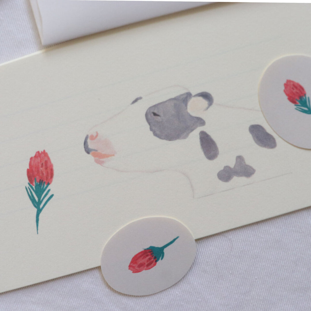 Kisetsu no Tegamiya / Letter Set -Cow and red flower