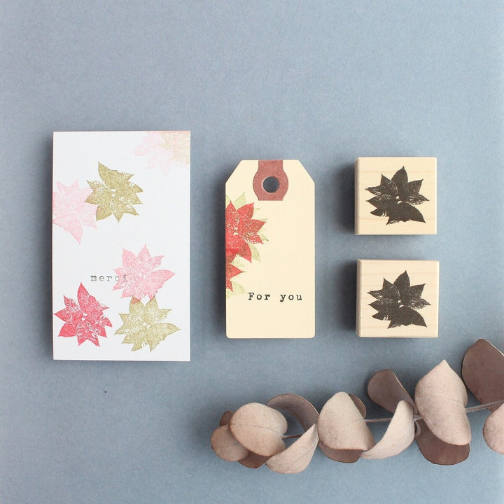 always smile... / Rubber Stamp -Poinsettia