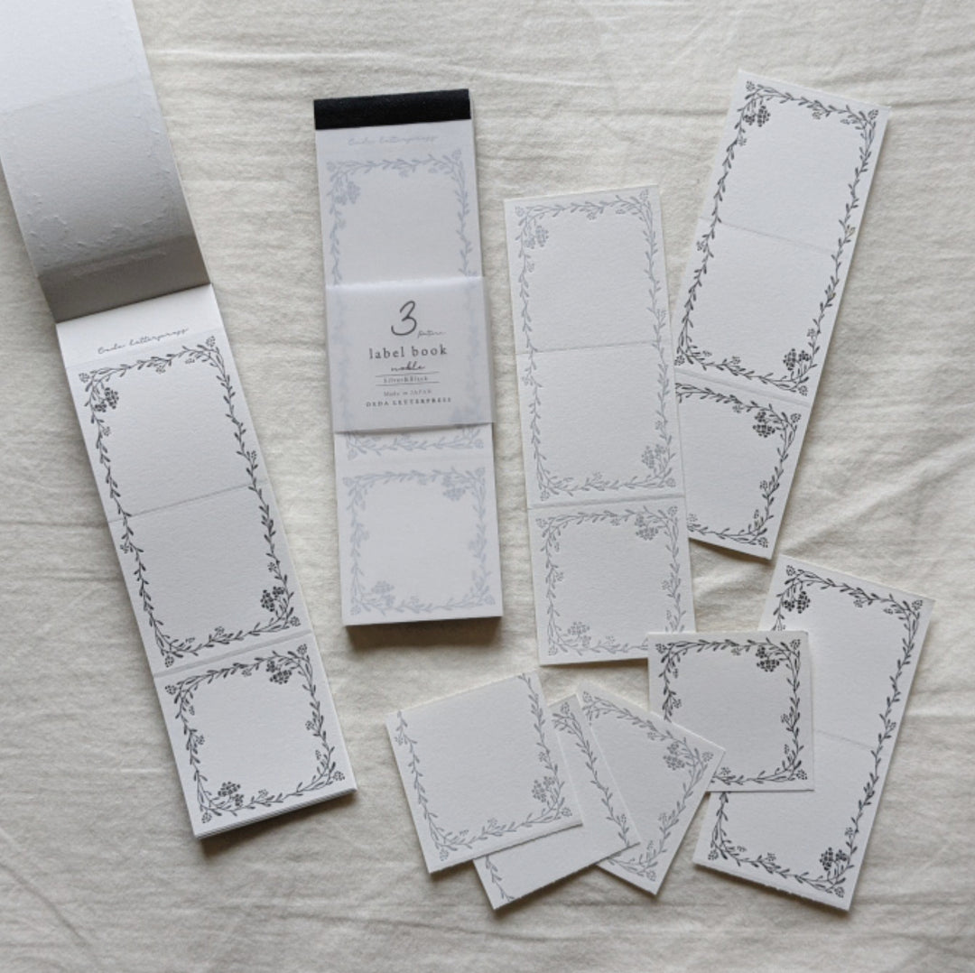 OEDA LETTERPRESS / 3pattern label book Noble -Silver&Black